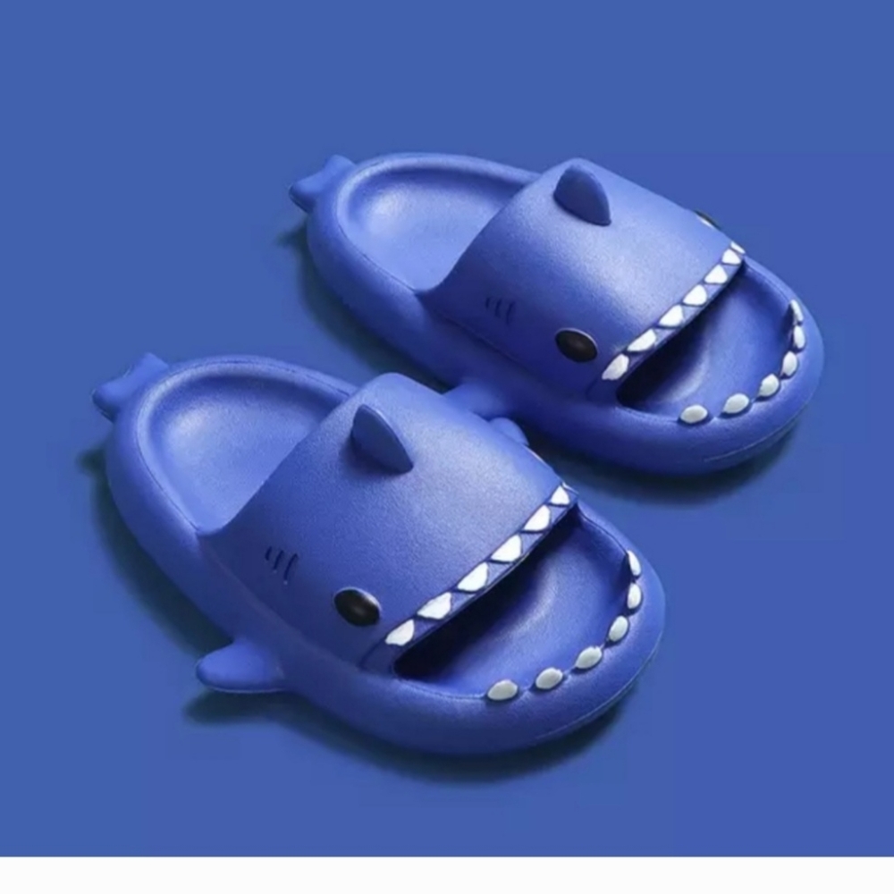 Kids shark slip ons
